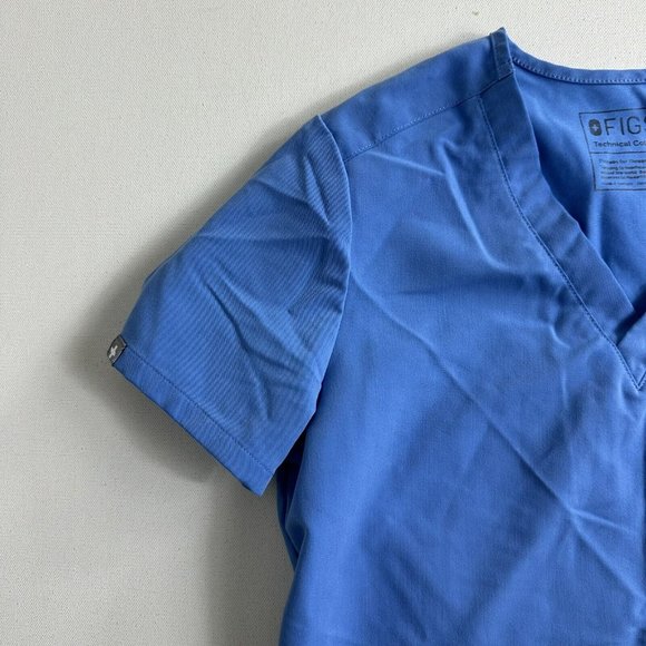 Figs Catarina Single Pocket Solid Blue Scrub Top Womens Size‎ XXS Uniform ￼ - Picture 3 of 9